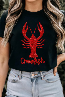 Black Shimmering Crawfish Graphic Tee