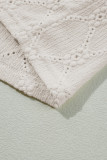 White Geometric Embroidered Slim Fit O Neck T Shirt
