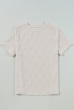 White Geometric Embroidered Slim Fit O Neck T Shirt