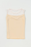 Oatmeal Solid Mesh Patchwork Crew Neck Tank Top