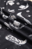 Black Western Pattern Mesh Sheer Crew Neck T Shirt