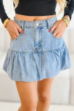 Myosotis Bubble Hem Denim Mini Skirt