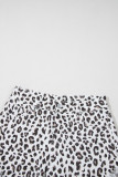 White Leopard Frayed Hem Denim Shorts