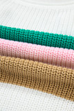 Multicolour Color Block Notch V Neck Sweater T Shirt