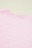 Pink Bow Jacquard Ruffle Sleeve Short 2pcs Outfit