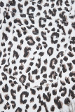 White Leopard Frayed Hem Denim Shorts