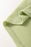 Mint Green Striped Patchwork Textured Colorblock 3/4 Sleeve Knit Top