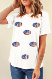 White Sequined Flag Pattern Donuts Graphic T Shirt