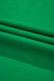 Bright Green Two Tone Contrast Textured Crewneck Tee and Shorts Set