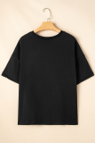 Black Sequined America Star Pattern Hi Low Hem Casual T Shirt
