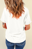 White Sequined Flag Pattern Donuts Graphic T Shirt