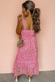 Rose Floral Lace Tied Strap Empire Waist Maxi Dress