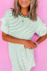 Green Stripe Ruffled Short Sleeve Crew Neck T Shirt Shift Mini Dress