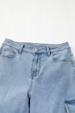 Beau Blue Bowknot Decor Boyfriend Cargo Jeans