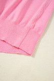 Bonbon Colorblock Bow V-Shape Cut Back Short Sleeve Sweater