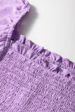 Wisteria Swiss Dot Smocked Frilled Neckline Short Sleeve Plus Size Dress