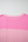 Pink Stripe Patchwork Colorblock Plus Size T Shirt