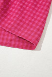 Rose Ginham Check Bubble Sleeve Ruffled Maxi Dress