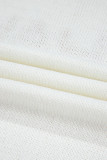 White Knitted YEEHAW Stitch Edge Crew Neck Sweater T Shirt