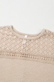 Oatmeal Lace Patchwork Waffle Short Sleeve Top