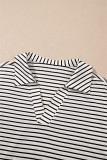 Black Stripe V Neck Tee and Casual Short Set