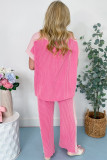 Sachet Pink 2-tone Colorblock Patchwork Corded 2pcs Outfit