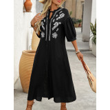 Black Half Sleeves Shirt Dress