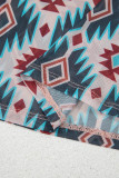 Blue Western Aztec Print Mesh Slim T Shirt