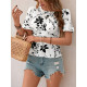 Floral Print Puff Sleeves Top