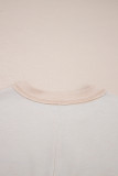 Beige Half Placket Chest Pockets Short Sleeve Wide Leg Jumpsuit