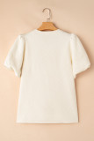 Oatmeal Textured Puff Sleeve T-shirt