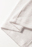 White Ribbed Texture Lace Patchwork Short Sleeve Top