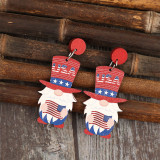 Independence Day Gnome Wooden Earrings