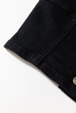 Black Acid Wash Buttoned Cropped Slim Denim Tank Top
