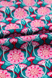 Sachet Pink V-Neck Ruffle Abstract Floral Print Puff Sleeve Top