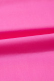 Bright Pink Contrast Scallop Trim Layered Short Sleeve V Neck Blouse