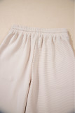 Apricot Textured Ruffled Sleeve Zipped Top and Wide Leg Pants Set