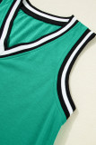 Mint Green Color Contrast Trim V Neck Shift Sleeveless Mini Dress