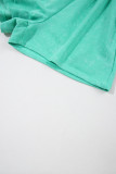 Sea Green Mineral Wash Drawstring Waist Hollow Out Back Short Sleeve Romper