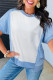 Sky Blue Color Block Exposed Seam Crew Neck T Shirt