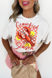 White Crawfish Season Graphic Fashion Summer T Shirt