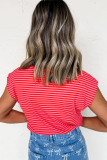 Red Stripe MAMA Graphic Cap Sleeve T Shirt