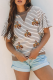 Parchment Sequin Rodeo Patch Pattern Striped Ruffled Sleeve Summer Top