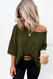 Green Textured Knit Drop Shoulder Tee