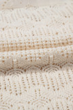 Beige Embroidered Patchwork Hollow Out Knitted Ruffle Sweater Vest