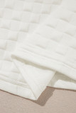 White Solid Color Checkered Texture Short 2pcs Outfit