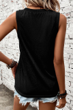 Black MAMA V Neck Loose Fit Tank Top