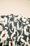 Floral Flutter Sleeve Buttons Ruffled Hem Mini Dress