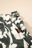 Floral Flutter Sleeve Buttons Ruffled Hem Mini Dress