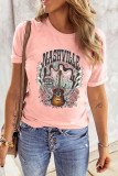 Pink NASHVILLE MUSIC CITY Guitar Graphic T Shirt